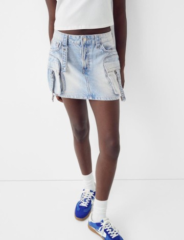 Fustă de blugi Bershka, albastru