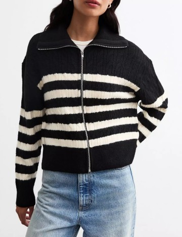Pulover cu fermoar New look, mix culori
