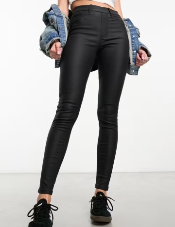 Pantaloni imitație din piele New look, negru