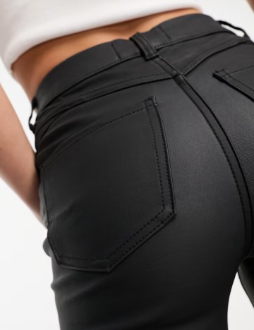 Pantaloni imitație din piele New look, negru