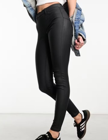 Pantaloni imitație din piele New look, negru