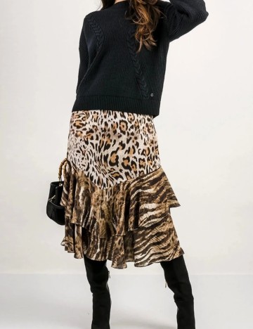 Fustă midi Guess, mix culori