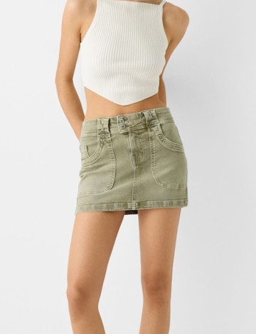 Fustă de blugi Bershka, verde