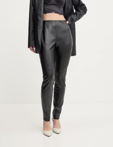 Pantaloni imitație din piele Hugo Boss, negru