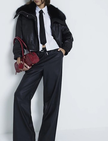 Jachetă imitație de piele River Island, negru