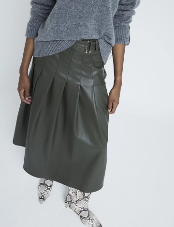 Fustă Imitație Piele River Island, kaki