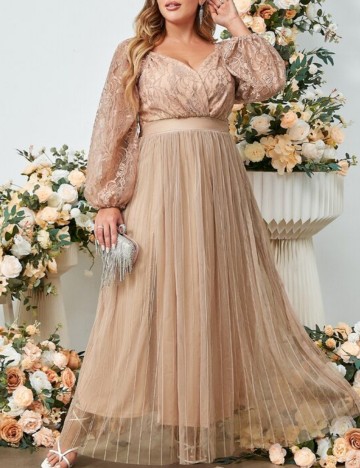Rochie maxi Shein Curve+, bej