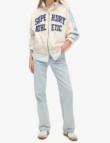 Bluză cu fermoar Superdry, crem