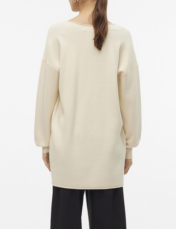 Pulover lung Vero Moda, crem