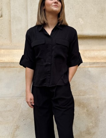 Cămașă cu mânecă scurtă Vero Moda, negru