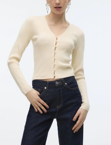 Bluză cu nasturi Vero Moda, crem