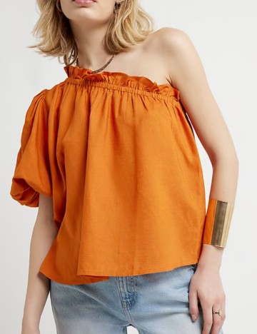 Cămașă cu mânecă scurtă River Island, portocaliu