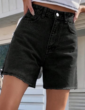 Pantaloni scurți de blugi Shein, negru