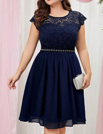 Rochie midi Shein Curve+, bleumarin