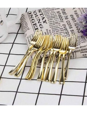 Set furculițe de unică folosință Shein, auriu