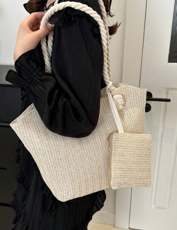 Set geantă și portmoneu Shein, bej