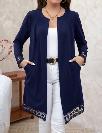 Cardigan Shein Curve+, bleumarin