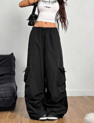 Pantaloni cargo Shein, negru