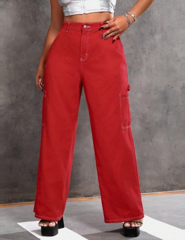 Jeans Shein Curve+, roșu