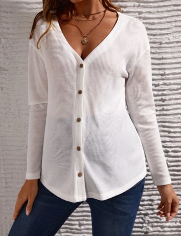 Bluză cu nasturi Shein, alb