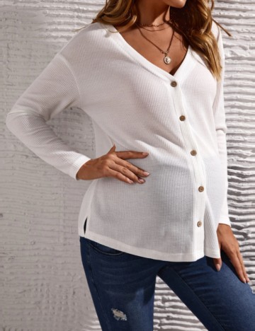 Bluză cu nasturi Shein, alb