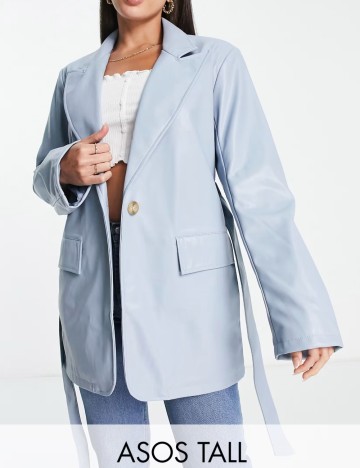 Sacou imitație de piele ASOS, albastru