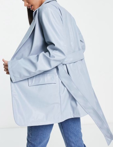 Sacou imitație de piele ASOS, albastru