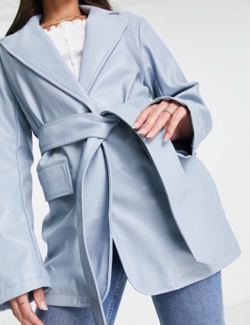 Sacou imitație de piele ASOS, albastru