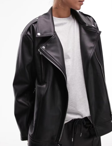 Geacă Imitație Piele Topshop, negru