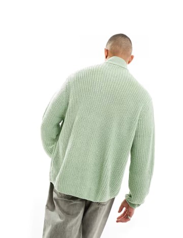 Pulover cu fermoar ASOS, fistic