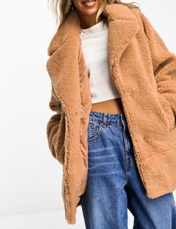 Palton de blană ASOS, portocaliu