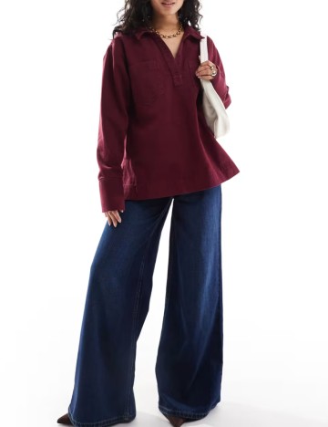 Cămașă ASOS, burgundy