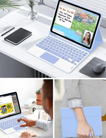 Husă cu tastatură și suport Shein, albastru