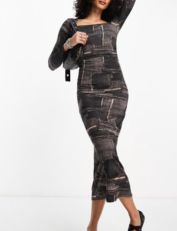 Rochie midi Collusion, mix culori