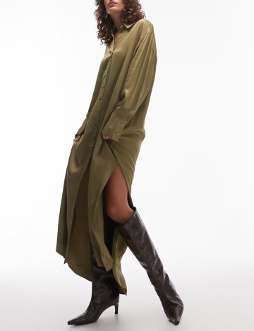 Rochie tip cămașă Topshop, kaki