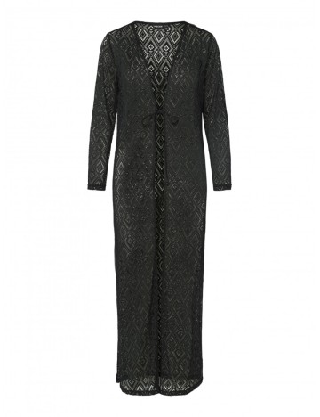 Cardigan lung Pieces, negru