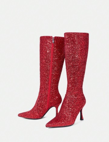 Cizme cu toc Shein, roșu