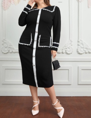 Rochie midi Shein Curve+, negru