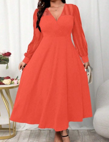 Rochie midi Shein Curve+, portocaliu