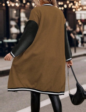 Jachetă lungă Shein Curve+, maro