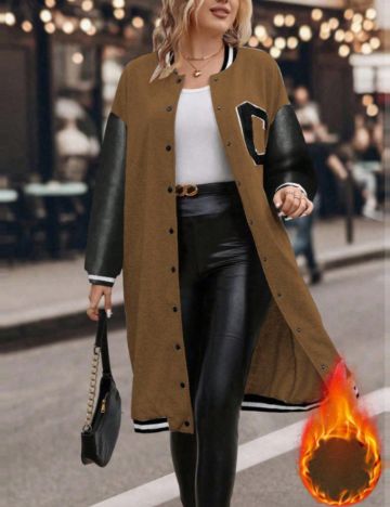 Jachetă lungă Shein Curve+, maro