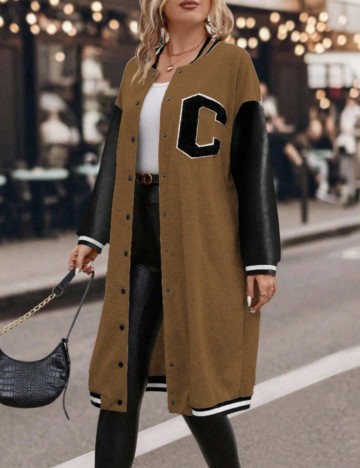 Jachetă lungă Shein Curve+, maro