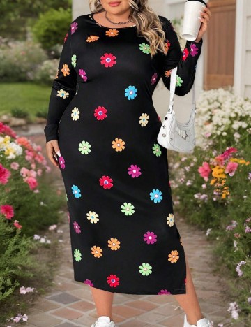 Rochie midi Shein Curve+, negru