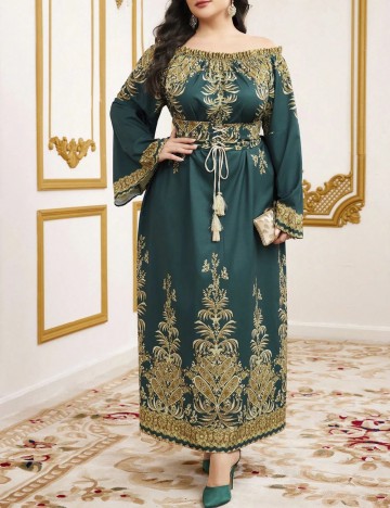 Rochie maxi Shein Curve+, mix culori