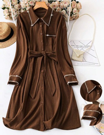 Rochie tip cămașă Shein, maro