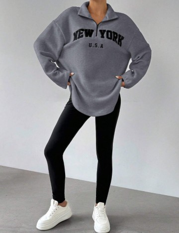 Hanorac Cu Fermoar Shein, gri