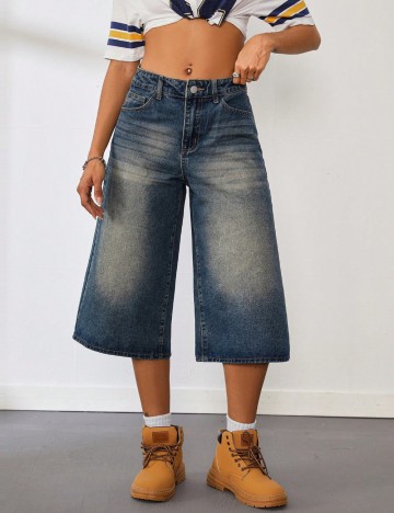 Jeans 3/4 Shein, albastru