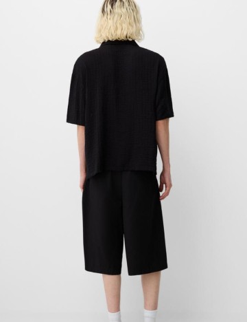 Cămașă cu mânecă scurtă Bershka, negru