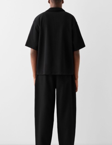 Cămașă cu mânecă scurtă Bershka, negru