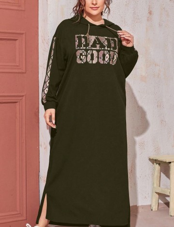 Rochie maxi Shein Curve+, kaki